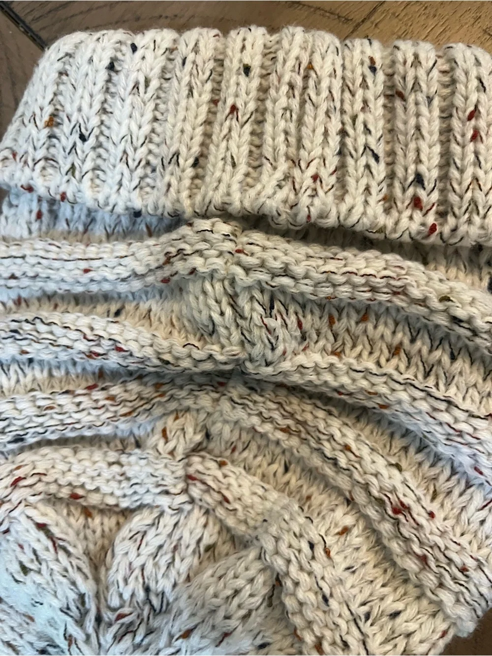 C.C unisex Ivory Knit Beanie with Multicolor Flecks